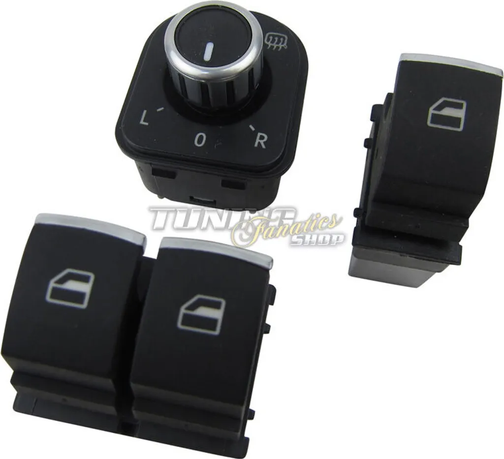 Set de Boutons Lève-vitre Chrome 2-EFH pour VW Golf 5 6 Tiguan Passat