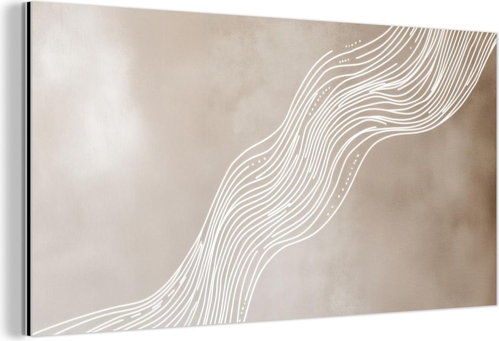 MuchoWow Wanddekoration Metall Metallbild Wandkunst 80x40 cm Wellenlinien - Fließend - Sandfarben MuchoWow Aluminium Gemälde - Wanddekoration - A...