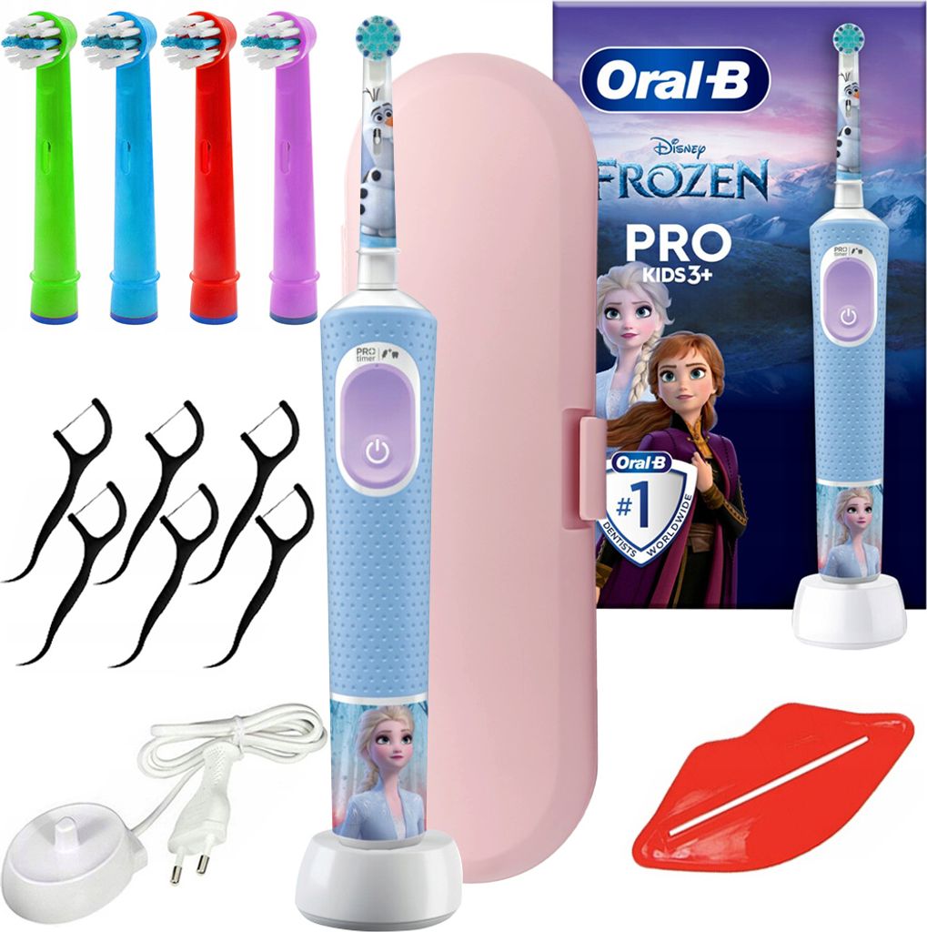 Oral-B Vitality Pro D103 Frozen Kinderzahnbürste 4 Aufsätzen Etui Ladegerät