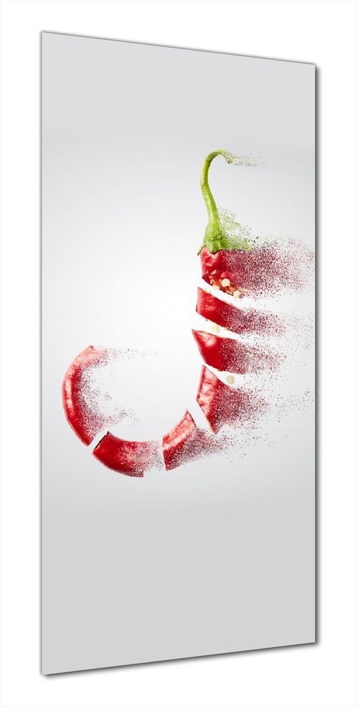 Wallario selbstklebende Duschrückwand 80 x 180 cm mit Motiv Chilischote löst sich in Pulver auf - Wandverkleidung mit Hochglanzlaminat in Glasoptik