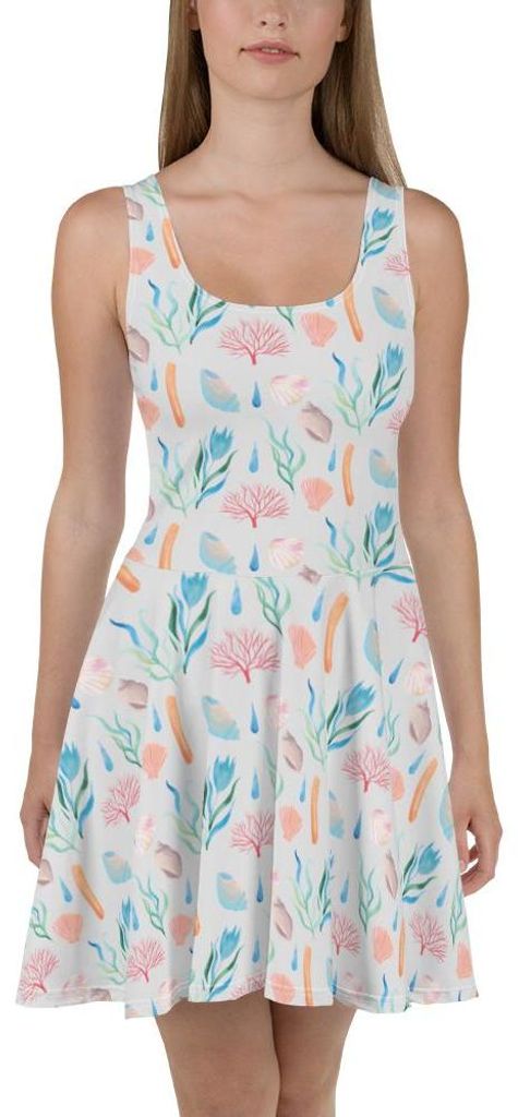 Mr. & Mrs. Panda Kleid Meeresrauschen Design XXXL - Weiß - Geschenk, Meer, Sommerkleid, Damen-Sommerkleid, Muster, Maritim, Strandkleid, Minikleid...