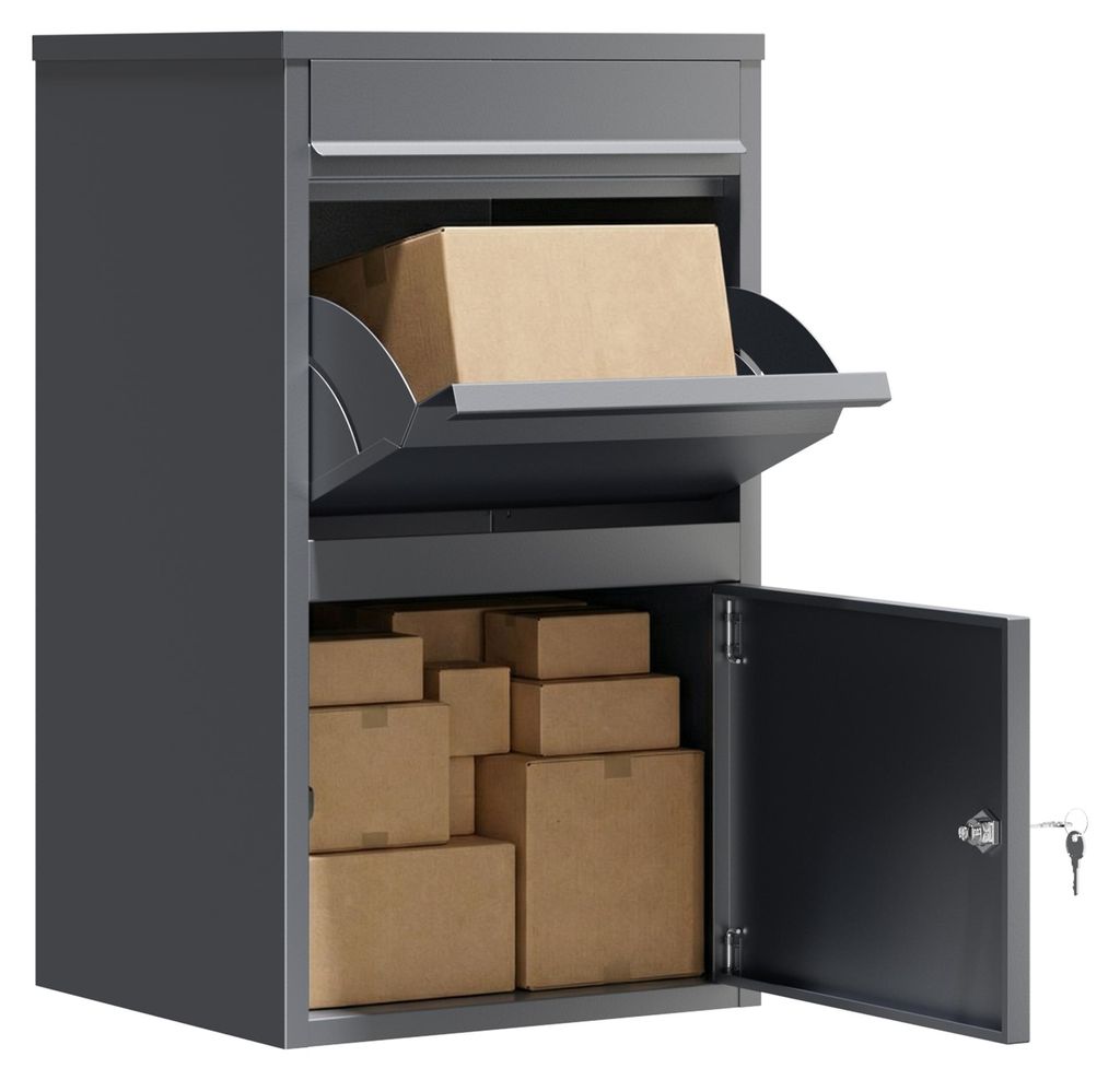 Wiltec Paketkasten anthrazit 410 x 385 x 720 mm, Paketbox Produktbild 