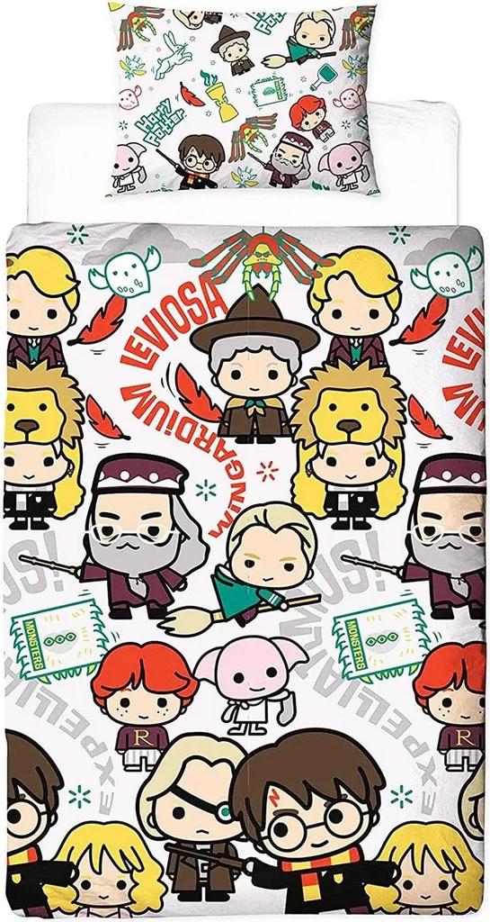 Harry Potter - Biancheria da letto "Chibi", reversibile TC153 (letto matrimoniale) (Colorato)