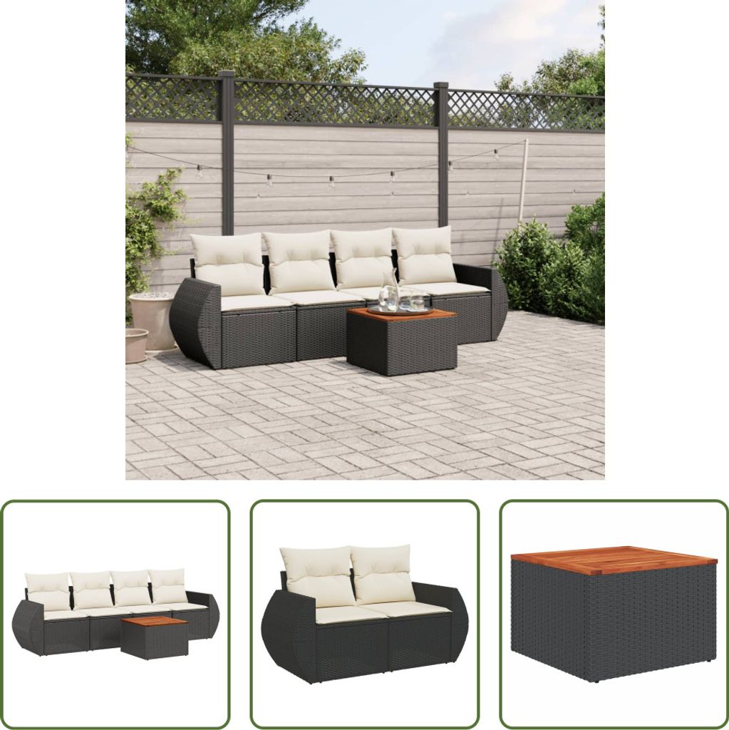 The Living Store 5-tlg. Garten-Sofagarnitur mit Kissen Produktbild 