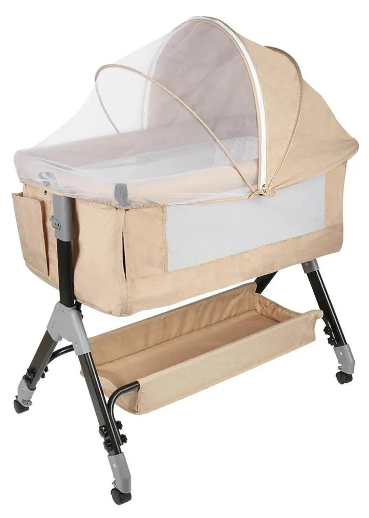 Lit bébé réglable en hauteur blanc cassé avec accès ergonomique simplifié