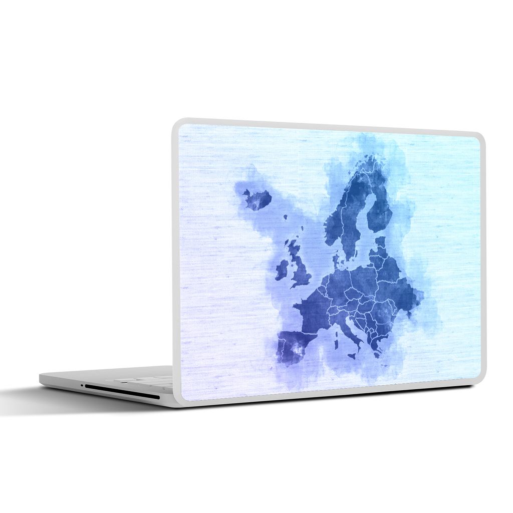 MuchoWow Laptop Aufkleber Sticker Cover Europa - Karte - Blau 30x22 cm - Laptop-Sticker