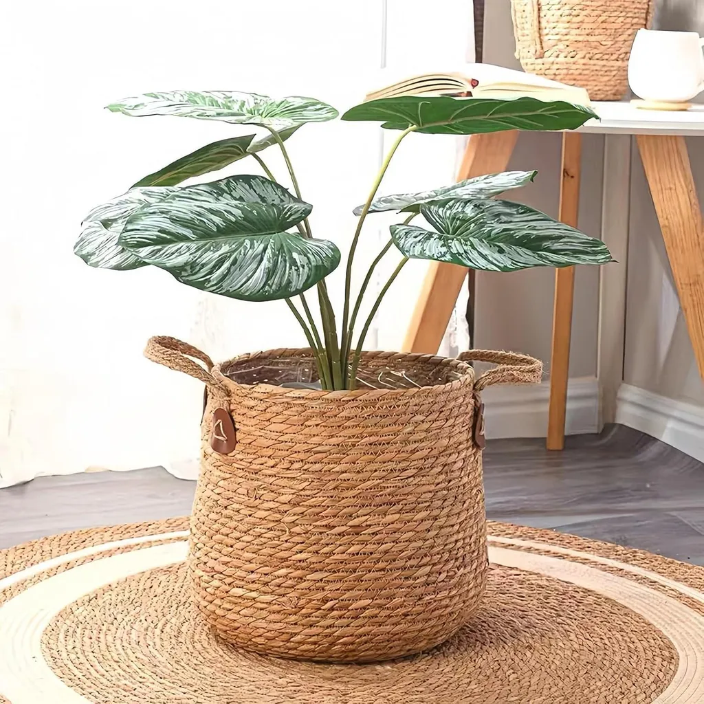Paniers à Fleurs Tressés à la Main avec Intérieur Imperméable x2