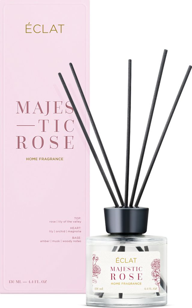 ÉCLAT Majestic Rose Raumduft + Duftstäbchen, langanhaltender Lufterfrischer, 130ml