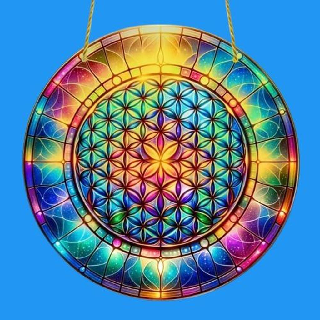 GKA XL Sonnenfänger Blume des Lebens 20 cm Buntglas Produktbild 