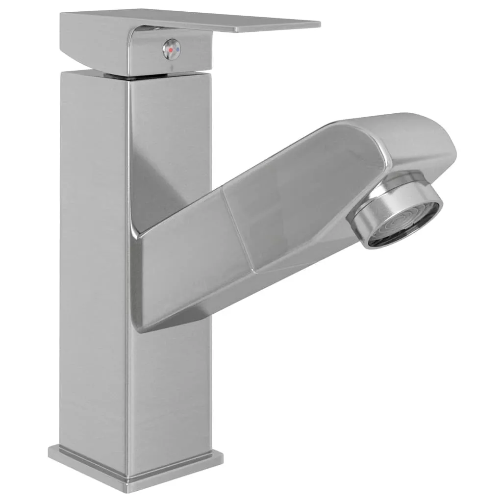 Robinet de lavabo argenté avec douchette extractible multi-usage - 3