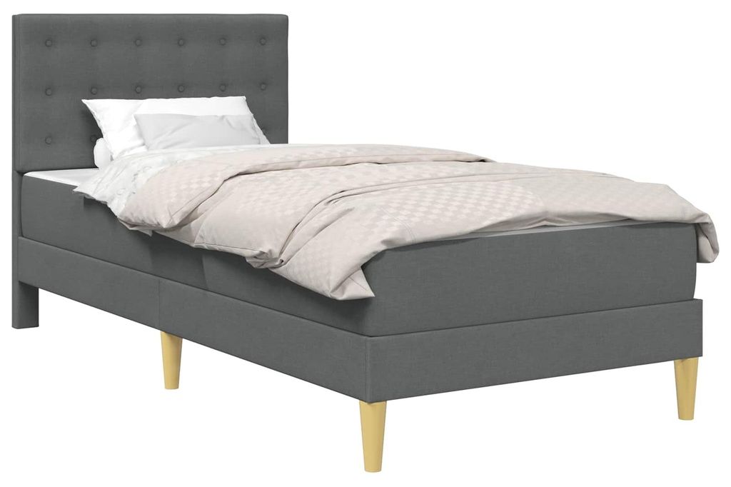 vidaXL Bettgestell mit Matratze Dunkelgrau 90 x 190 cm Stoff
