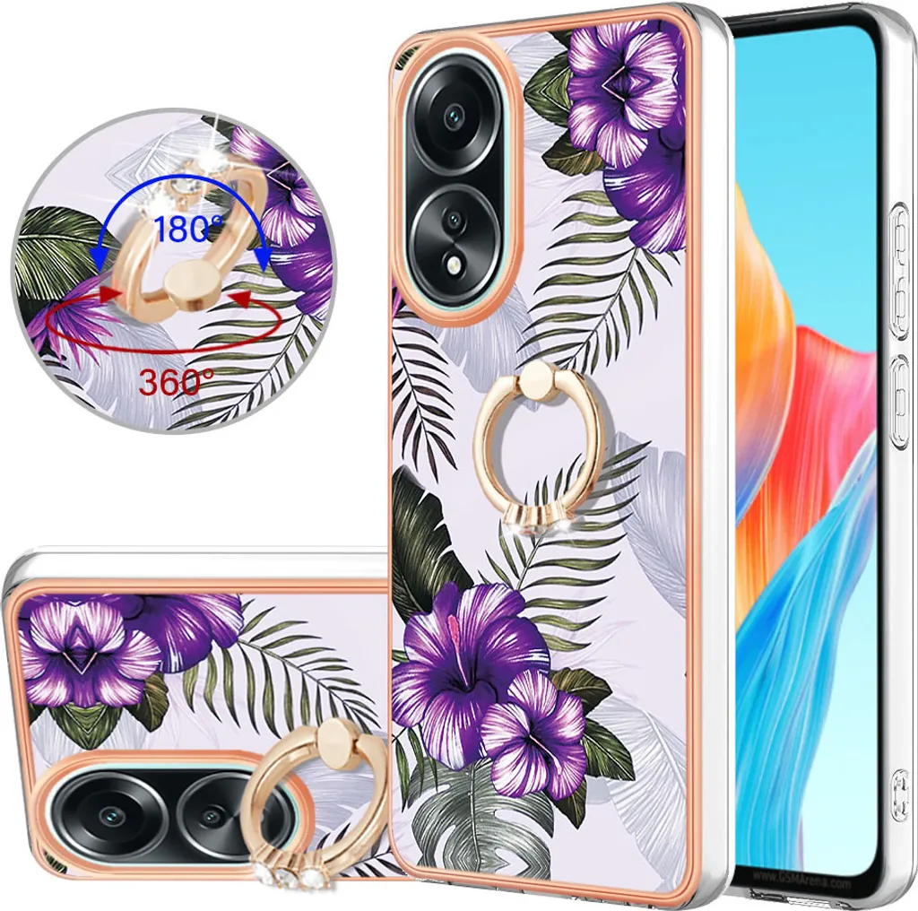 Custodia Protettiva Oppo A58 4G Viola Silicone TPU Fantasia