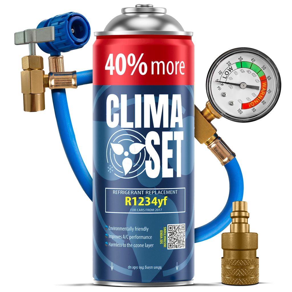 Autoklimaanlagen Set R1234yf 470 g, Schlauch mit Manometer, Adapter
