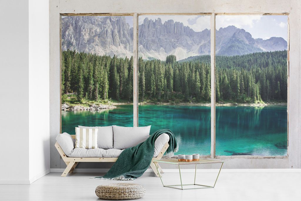 MuchoWow Fototapete für Wohnzimmer oder Schlafzimmer Wandtapete Vinyl Motivtapete Aussicht - Baum - Wasser - 525x350 cm - Das Hintergrundbild