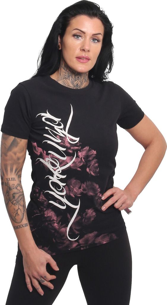 Yakuza Damen Rose Tune Urban Crew Neck T-Shirt, Schwarz, XXL