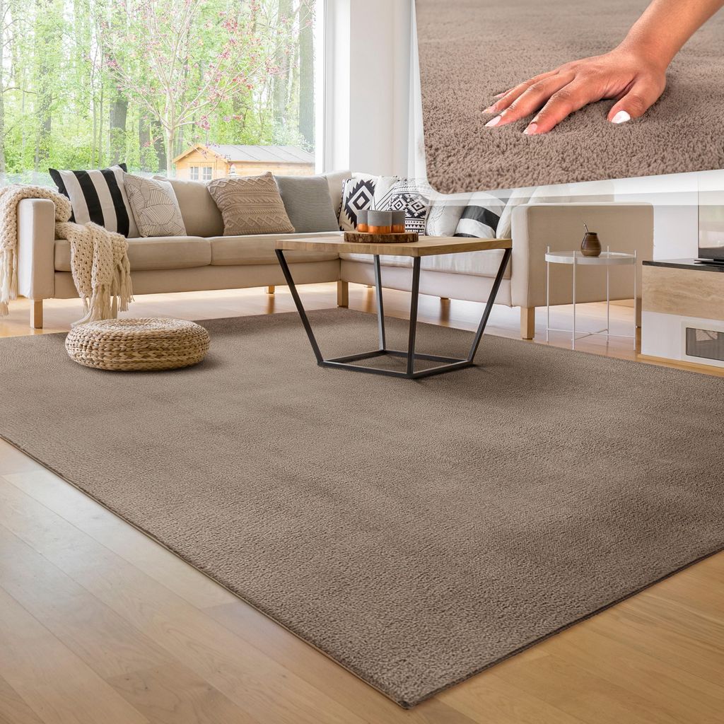 Moderner Wohnzimmer Teppich Kurzflor Waschbar Weich Produktbild 