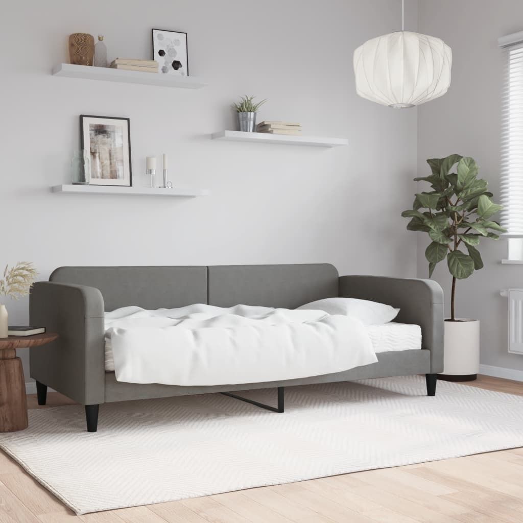 Maison Exclusive - Tagesbett mit Matratze Dunkelgrau 90x200 cm Stoff