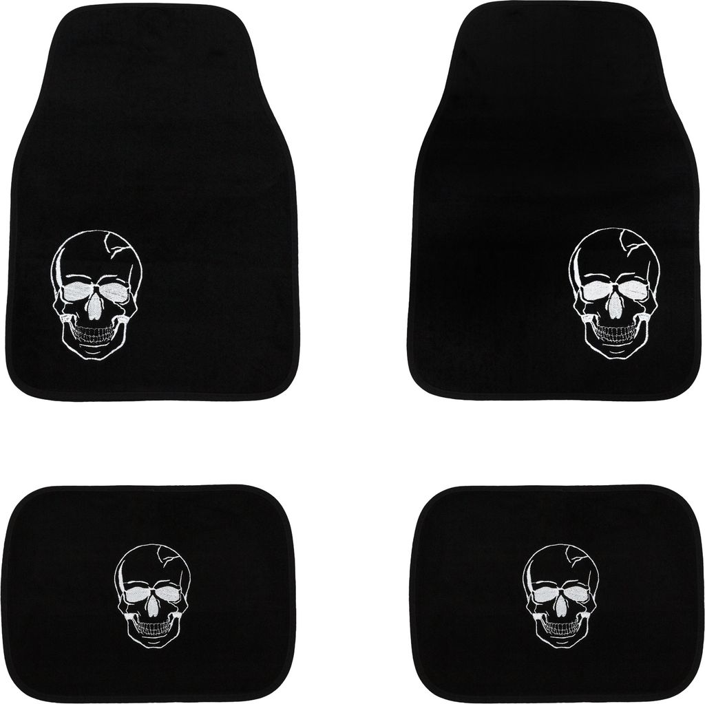 Universal Fußmatten mit Skull Totenkopf Motiv / 4-teilig für vorn + hinten