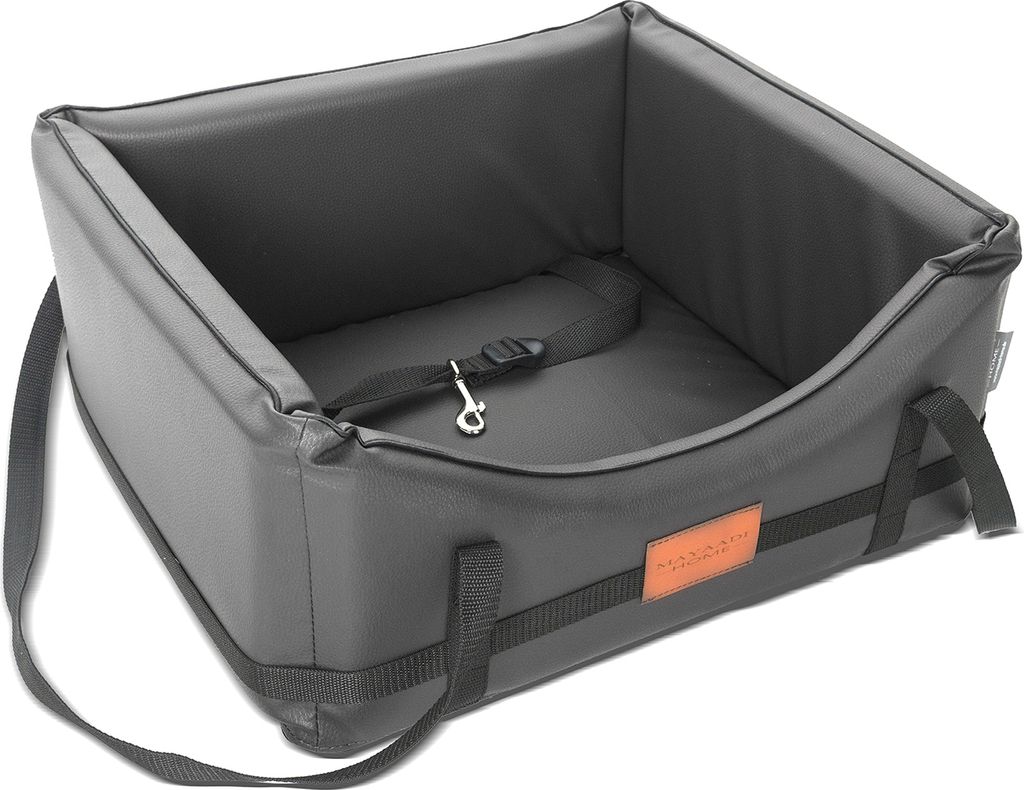 Hundeautositz Kunstleder Pako Dunkelgrau XL 75 x 65 cm Hundesitz Hundebett Autokörbchen Hundekorb Autositz Bett Mayaadi Home