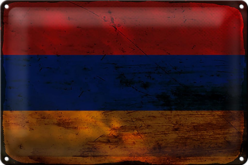 Blechschild Flagge Armenien 30x20cm Flag of Armenia Rost