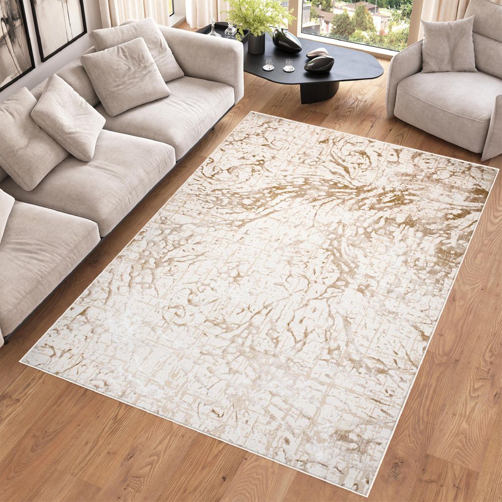Tapiso Teppich HERA Modern Creme Beige Wohnzimmer Schlafzimmer 120 x 170 cm