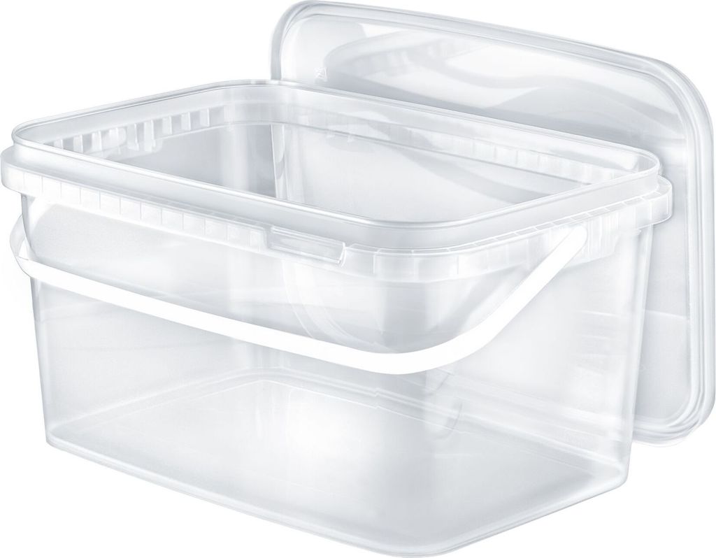 Benbow Rechteckiger Eimer mit Deckel mit Griff 5L Anzahl: 1 Stk., Transparent BSR-, Luftdicht, Lebensmittelecht, BRC-