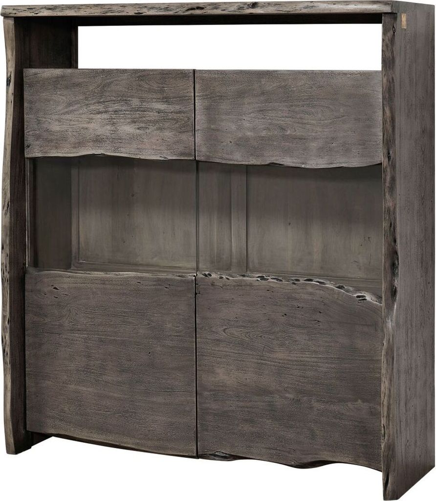MASSIVMOEBEL24 Highboard Akazie 131x45x147 grau lackiert PURE ACACIA #407