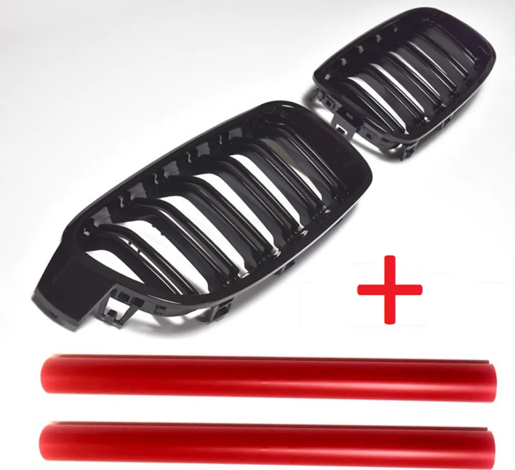 Grille de calandre double ligne noire et rouge style sport pour BMW