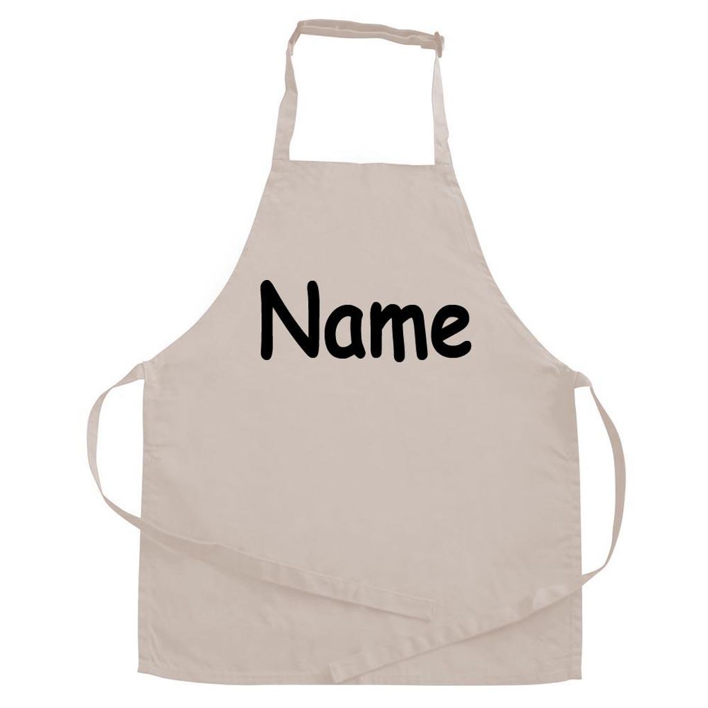 Personalisierte Schürze mit NAME bedruckt Kochschürze zum Backen, Kochen, Malen für Kinder und Erwachsene.Farbe:Natur,Größe:7-10 Jahre