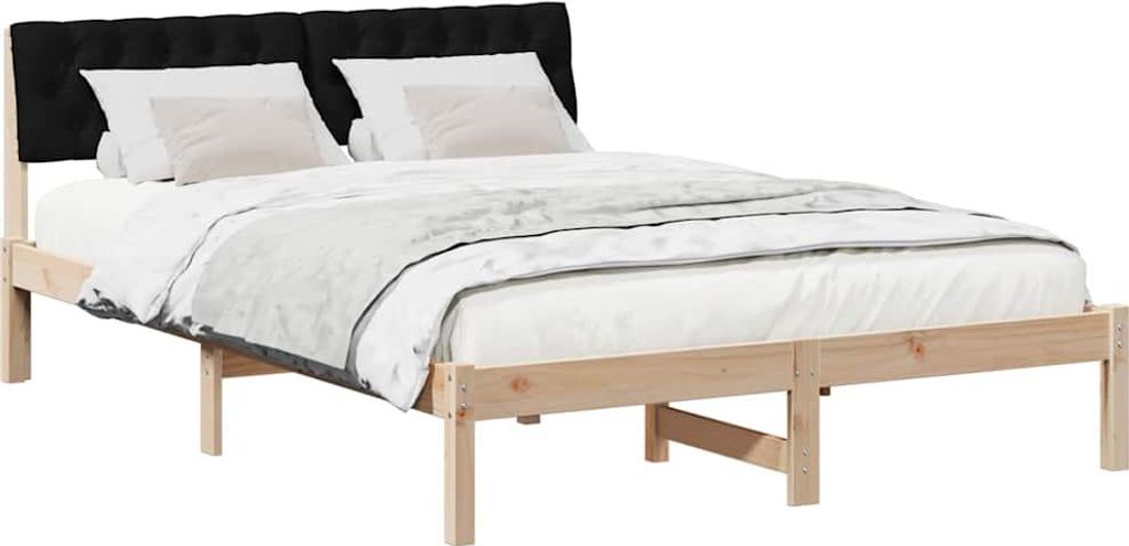 Bettgestell Braun und Schwarz 160 x 200 cm Massivholz Kiefer