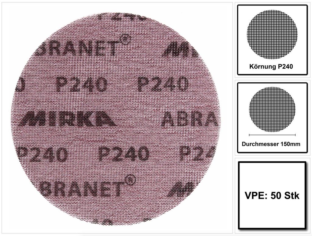 Mirka ABRANET brúsne kotúče Grip 150mm P240 50 ks ( Obrázok produktu 