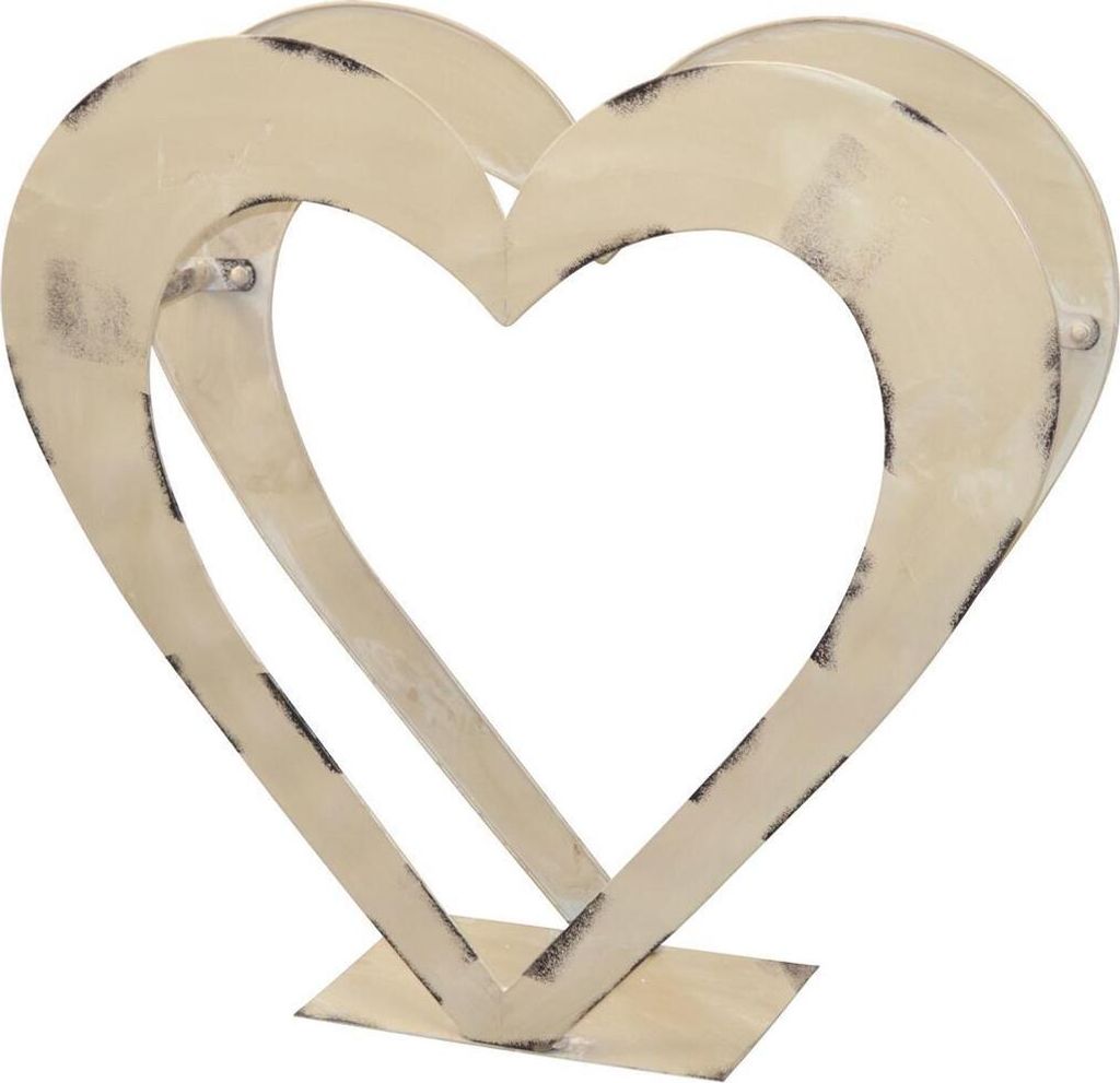 Kaminholzregal - Holzregal aus Eisen "Herzilein" Antik weiß