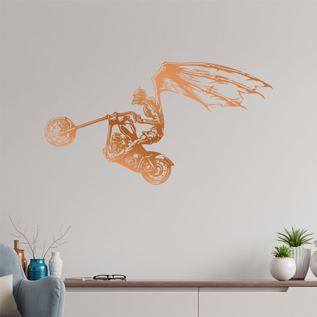 Höllen Engel Biker Wandtattoo in 6 Größen - Wandaufkleber Wall Sticker - Dekoration, Küche, Wohnzimmer, Schlafzimmer, Badezimmer