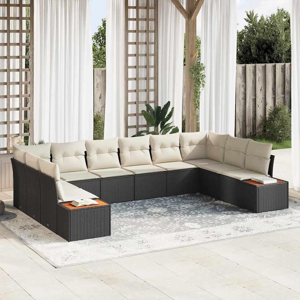 Maison Exclusive - Gartensofa-set mit Kissen 10 pcs Schwarz Poly Rattan