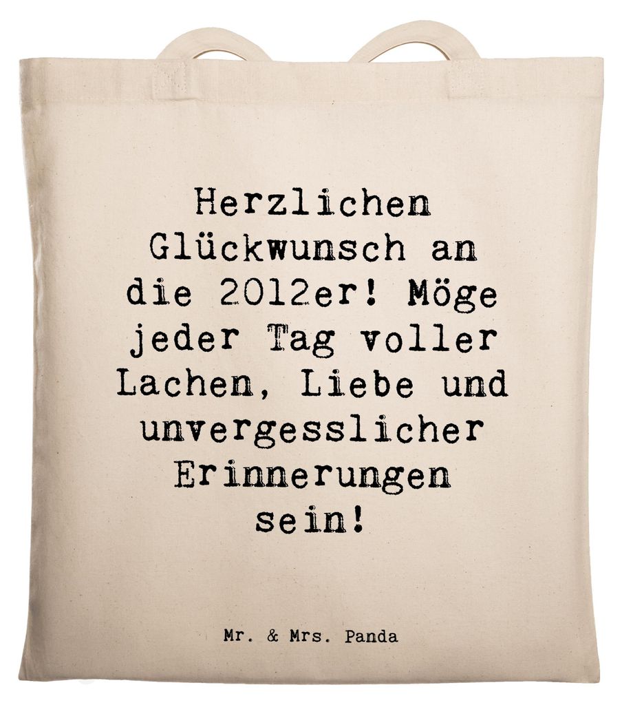 Mr. & Mrs. Panda Shopping Tasche Spruch 2012 Geburtstag Glückwünsche - Weiß - Geschenk, Tote Bag, besondere Momente, Happy Birthday, Geburtstags...