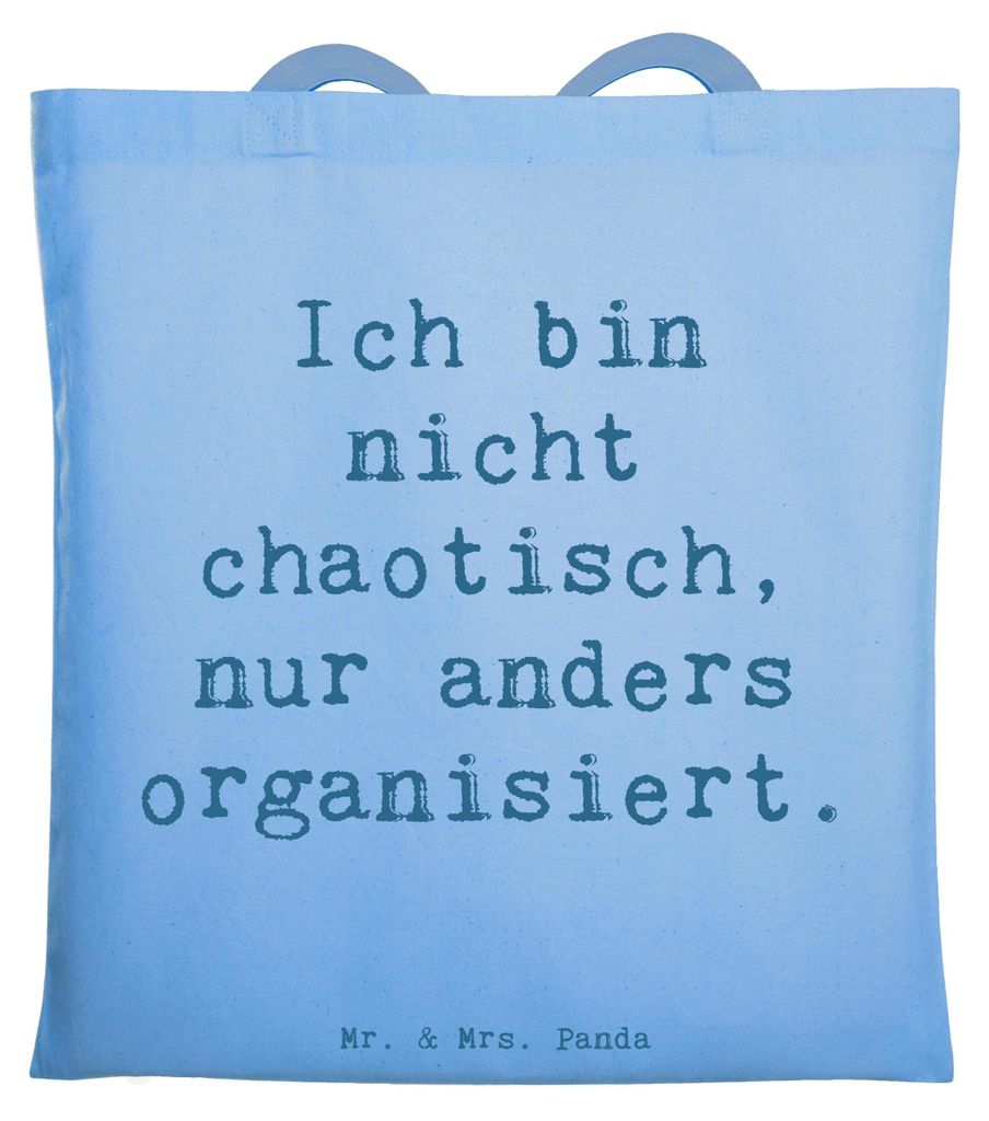 Mr. & Mrs. Panda Jutebeutel Spruch Tragetasche Chaos - Sky Blue - Geschenk, Tasche, Tote Bag, Freude schenken, Beutel, Alltagstasche, liebevolle Ge...