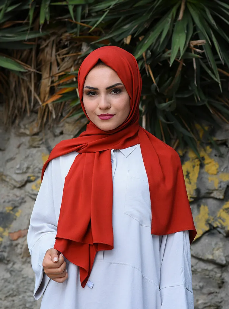 Hijab Cotone Rosso Mattone 70x180cm | Sciarpa Turbante Coprente