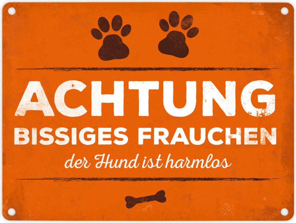 Blechschild - Bissiges Frauchen Schild Blechschild Aluminiumschild
