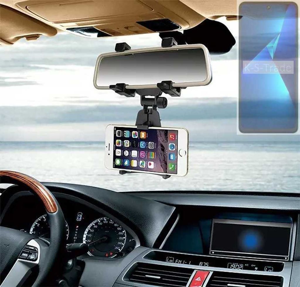 K-S-Trade Smartphone Halterung kompatibel mit Tecno Pova 5 Rückspiegel Halterung schwarz Auto Halterung KFZ Halter