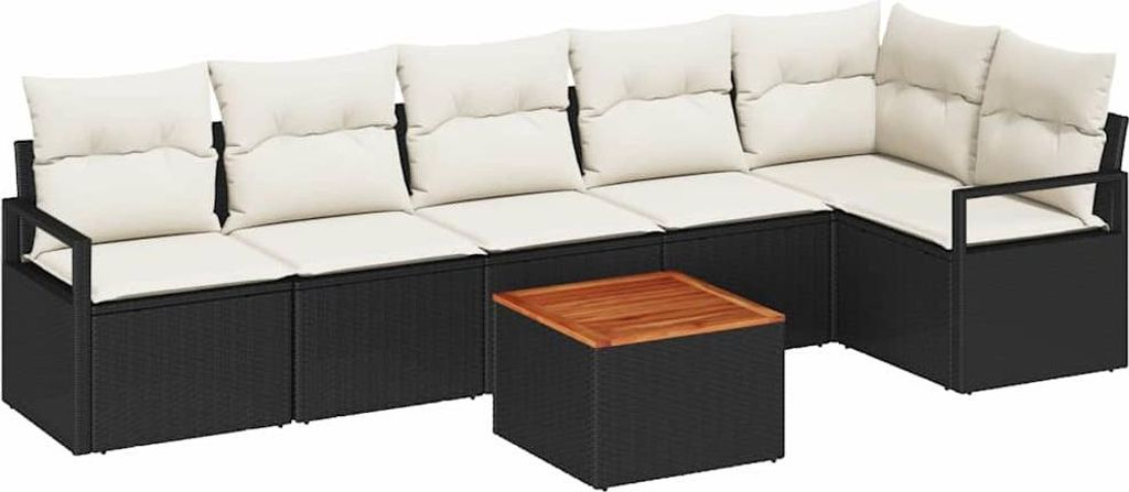 "WINTER SALE" Gartensofa-set - elegantes Design - Sitzgruppe mit Sofa, Tisch - mit Kissen 7 pcs Schwarz Poly-Rattan - Terassenmöbel NeuMöbel817722