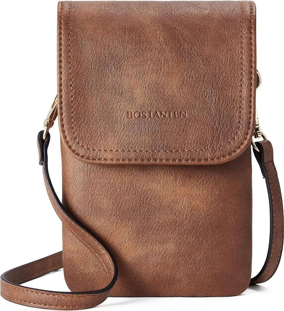 Borsa Cellulare Lavoro Donna Tracolla Pelle Marrone Designer