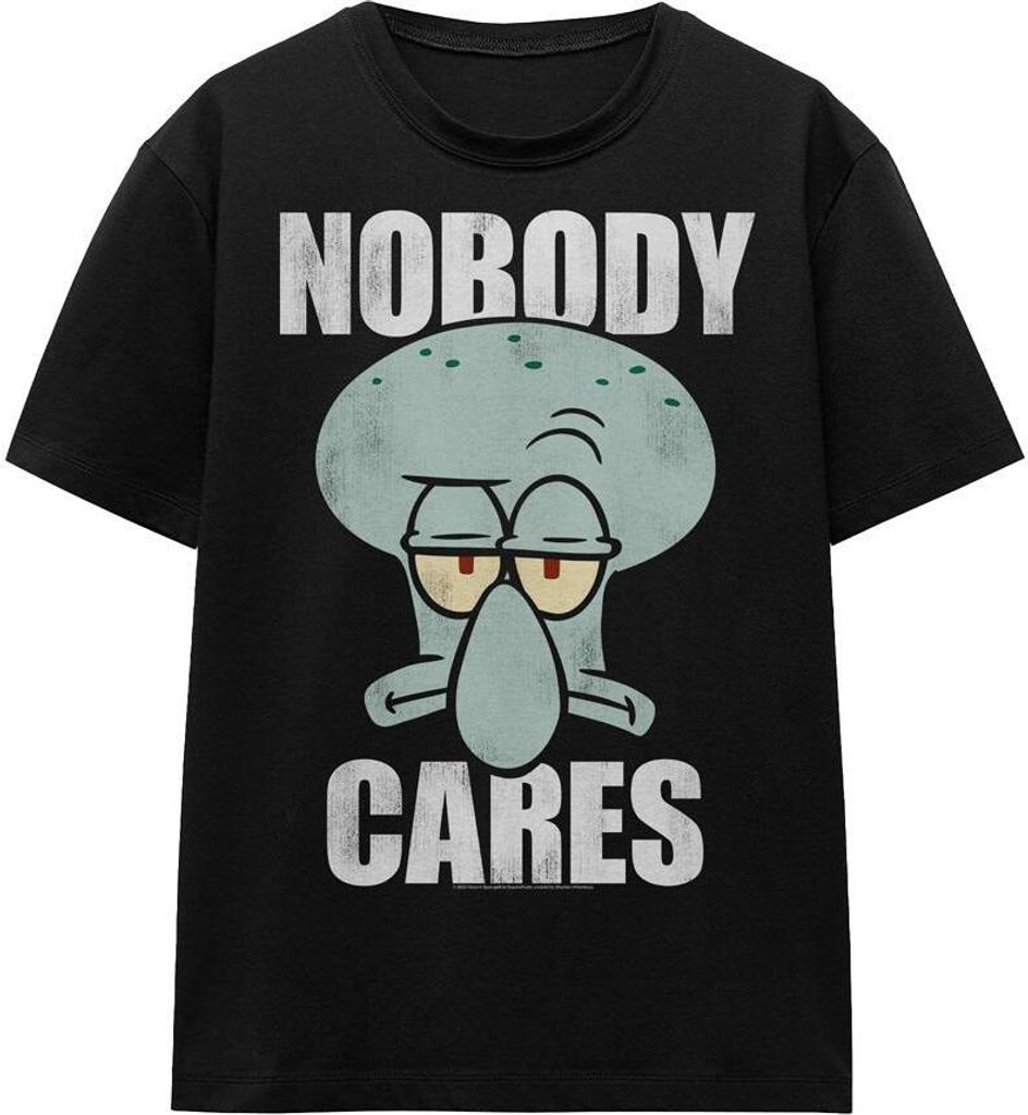SpongeBob SquarePants - "Nobody Cares Meme" T-Shirt für Herren/Damen Uni TV15995 (XXL) (Schwarz)