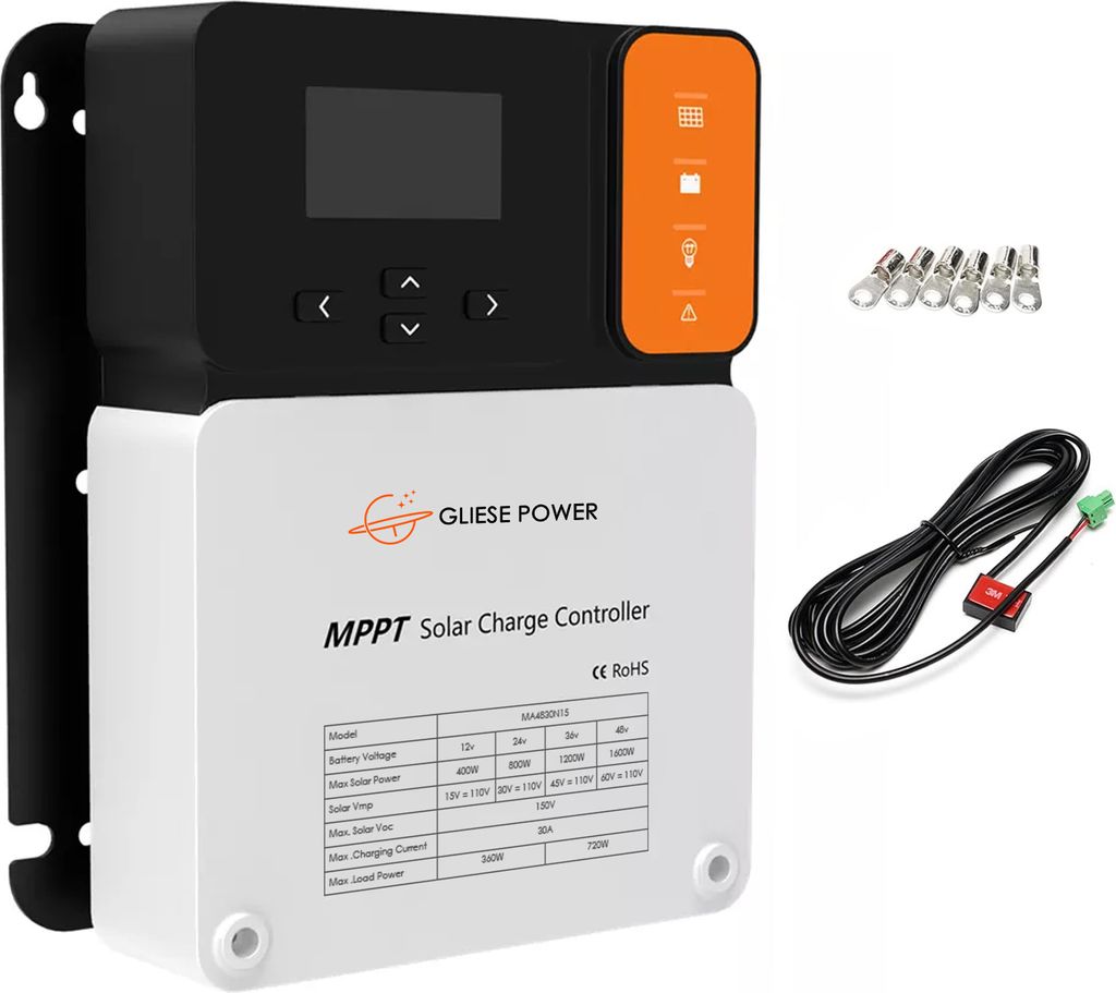 30A Solar MPPT Laderegler Max 150V PV 12V/24V/36V/48V DC Solarladeregler Solar Ladegerät Controller mit LCD Anzeige