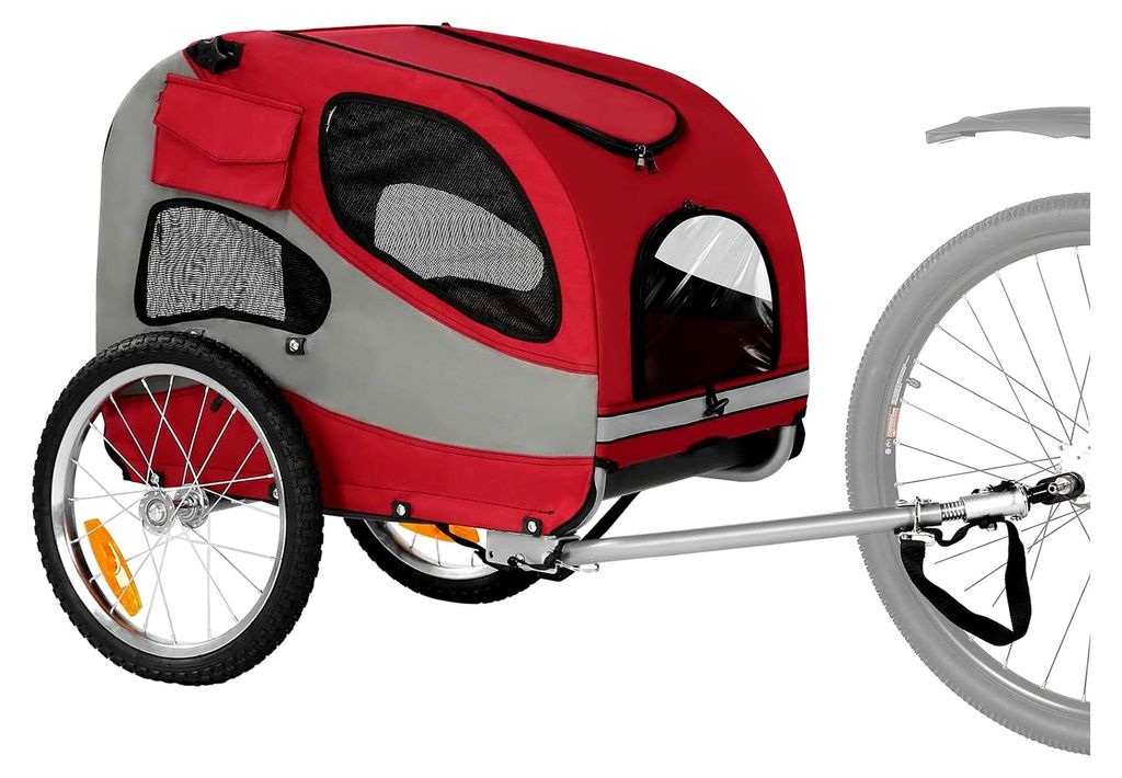 Fahrradanhänger für Hunde, faltbarer Hundeanhänger mit Sicherheitsreflektoren, Aufbewahrungstasche, gepolstertem Innenraum und Sicherheitsleinen...