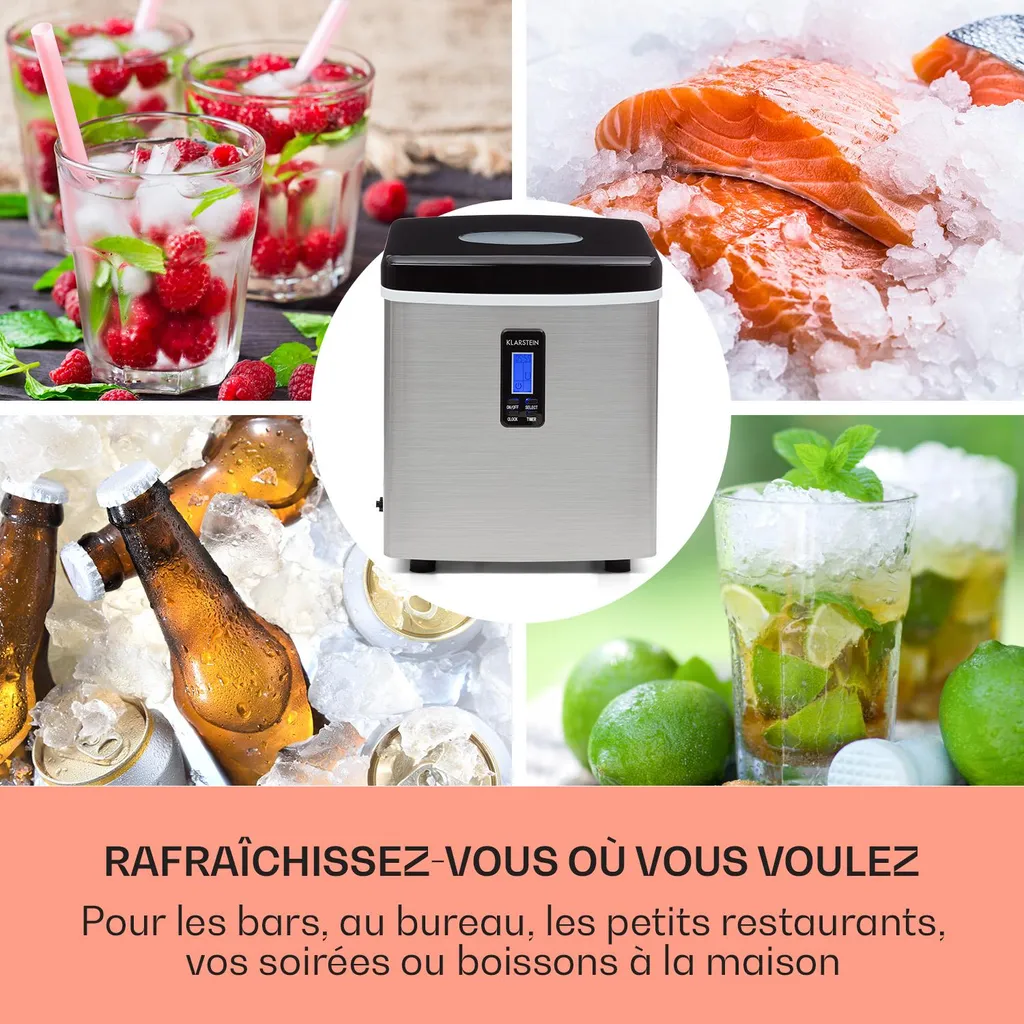 Ice Maker Rapide avec Alarme de Sécurité - Machine à Glaçons 2 Tailles