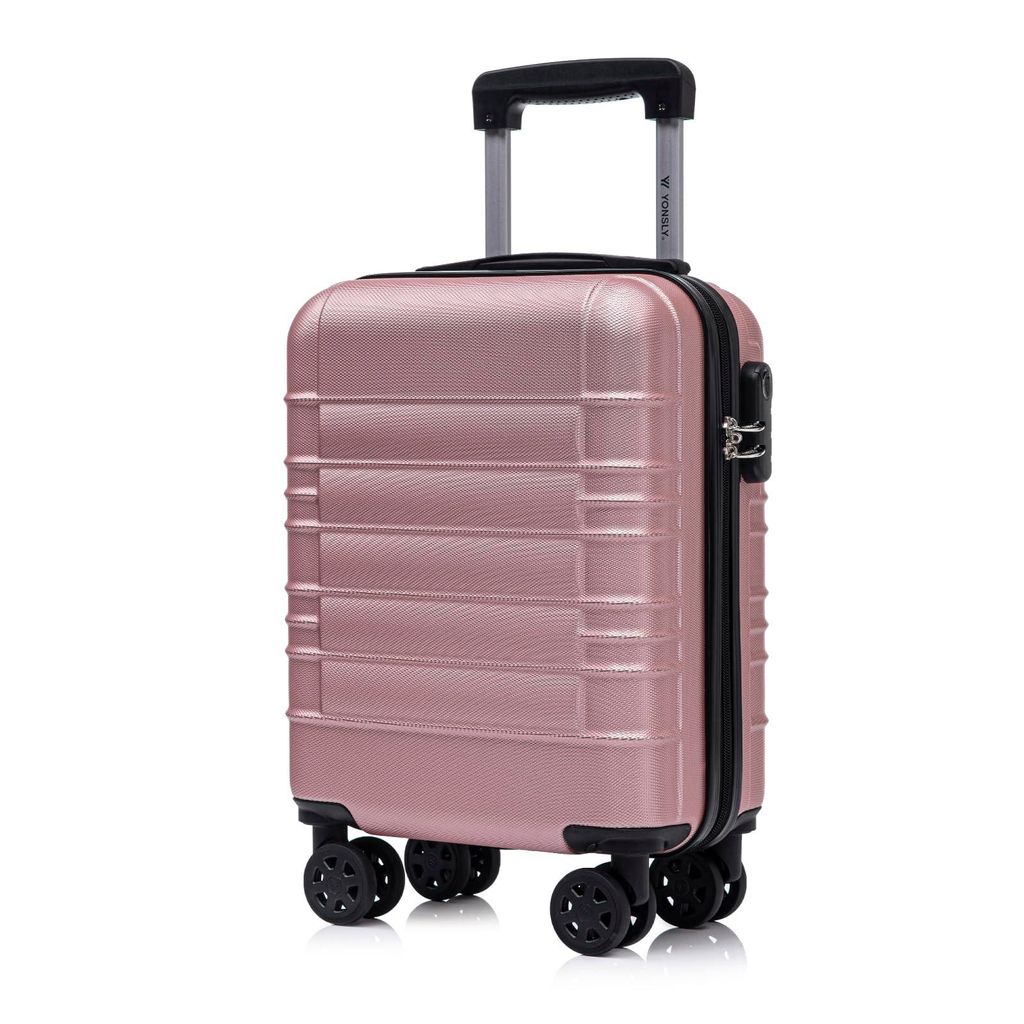 Koffer Trolley Reisekoffer Suitcase, Rollkoffer Handgepäck ,mit 4 Rollen360°, Hartschalenreisekoffer, Zahlenschloss, Weicher Gummigriff (S,Roség...