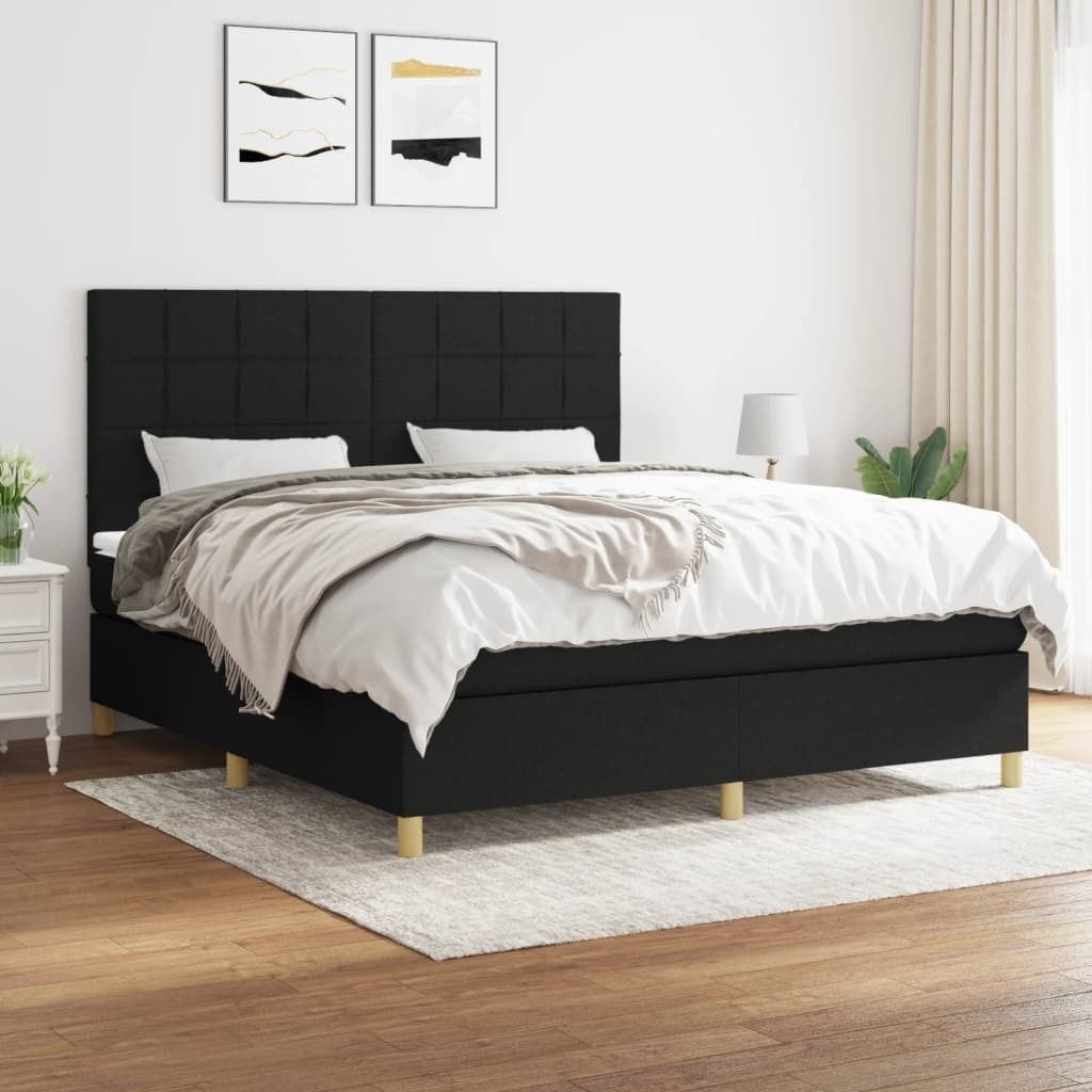 Maison Exclusive - Boxspringbett mit Matratze Schwarz 180x200 cm Stoff