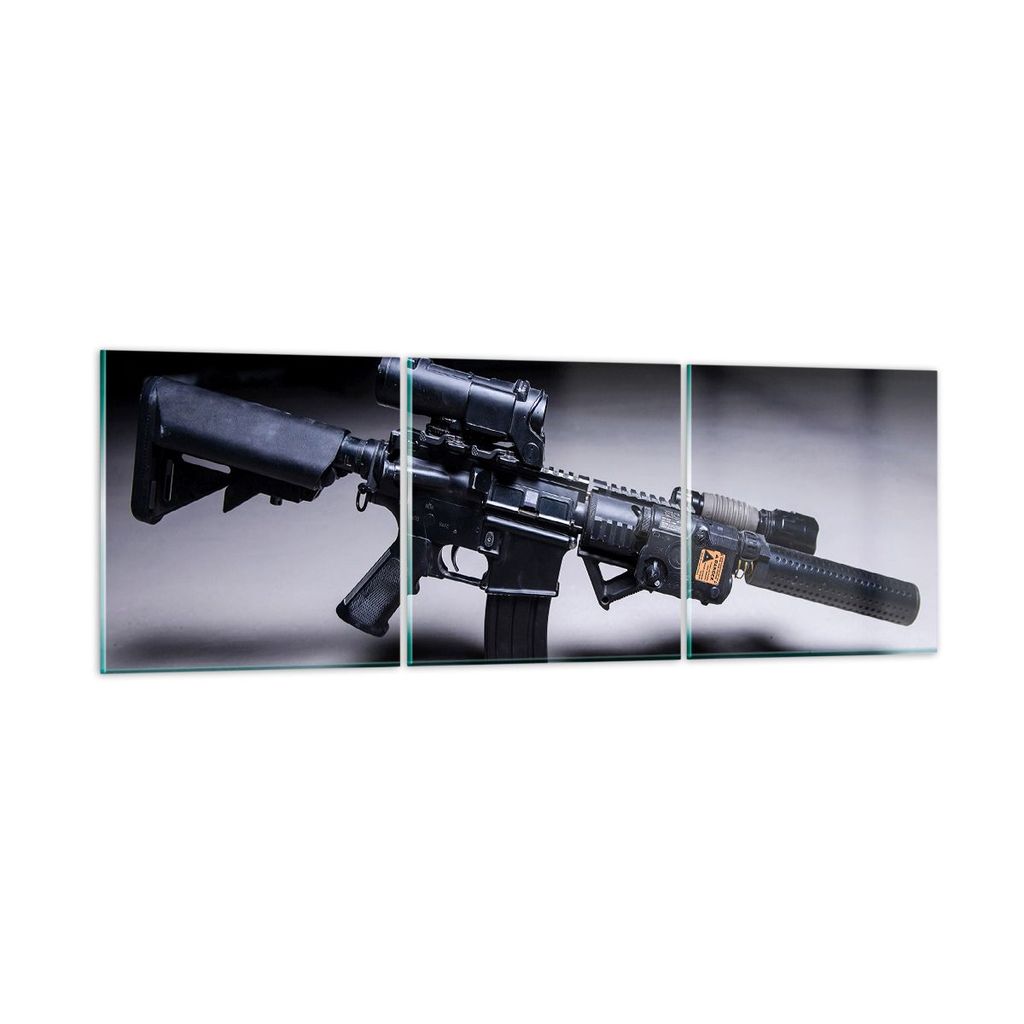 Bilder auf glas - Gewehr Armee - 150x50cm - Glasbilder - Wandbilder - Bilder - Kunstdruck - zum Aufhängen bereit - Wanddekoration aus Glas - Glas ...