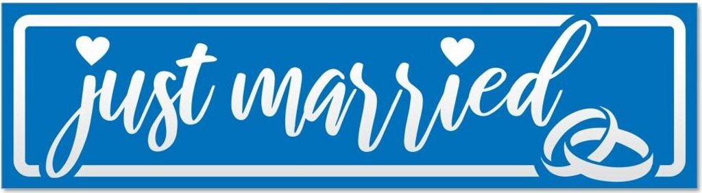 Kiwistar - Autoaufkleber - Blau - 30 x 5,3 cm - Just Married Ringe Hochzeit invertiert - Hinweis Aufkleber Sticker für Auto, Kfz, Fahrrad, PKW, LKW