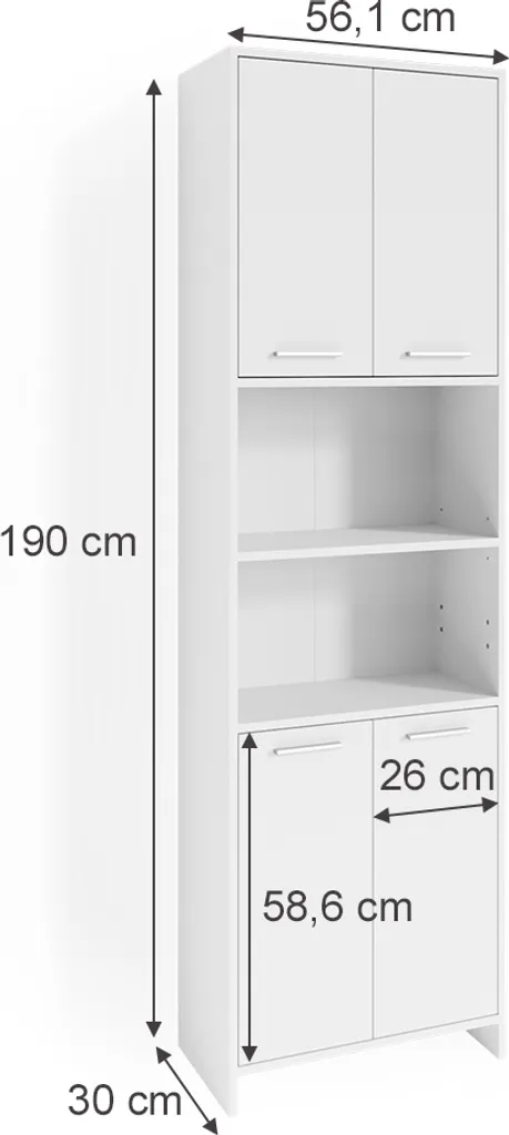 Rangement salle de bain blanc Vicco Maris 190 cm - Colonne 35082